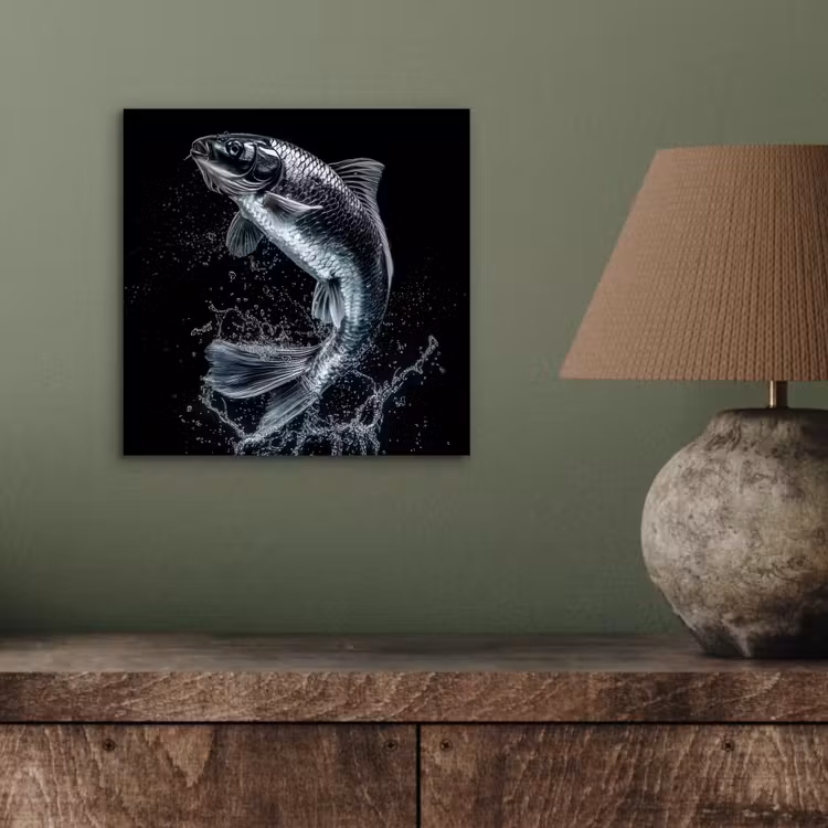 Aluminium schilderij - Vis - Koi - Zwart - Water — 3