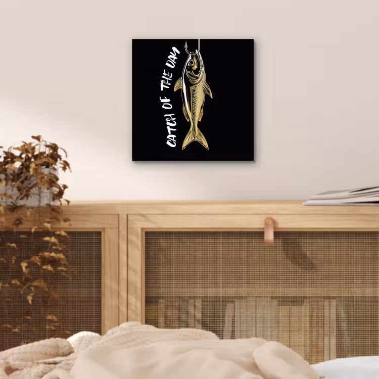 Aluminium schilderij - Vis - Zwart - Goud - Tekst — 4