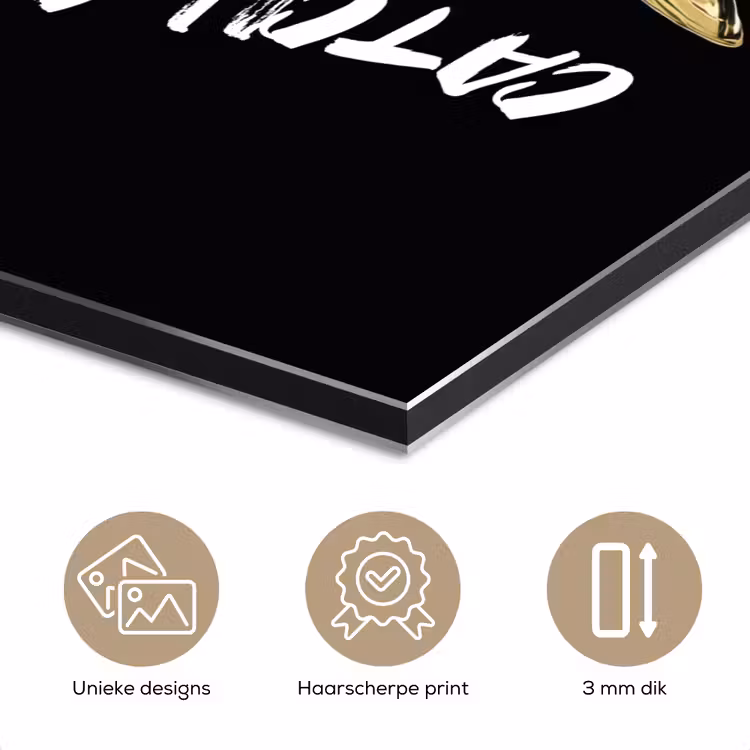 Aluminium schilderij - Vis - Zwart - Goud - Tekst — 7