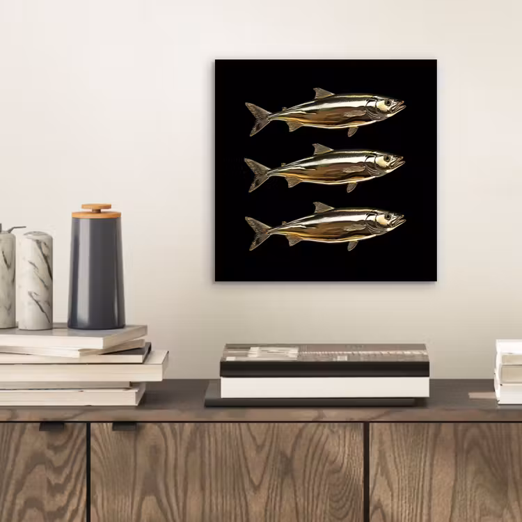 Aluminium schilderij - Vissen - Goud - Zwart — 2