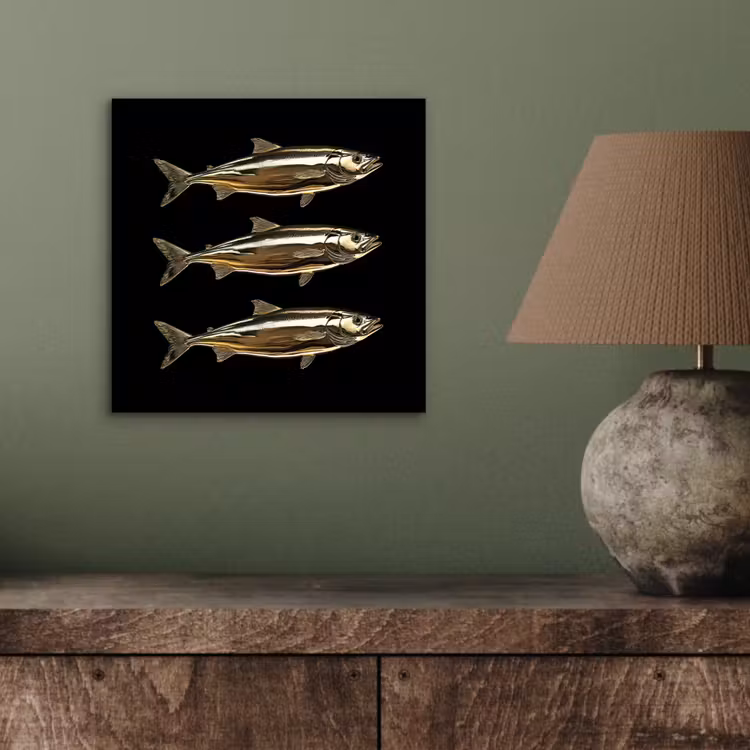Aluminium schilderij - Vissen - Goud - Zwart — 3