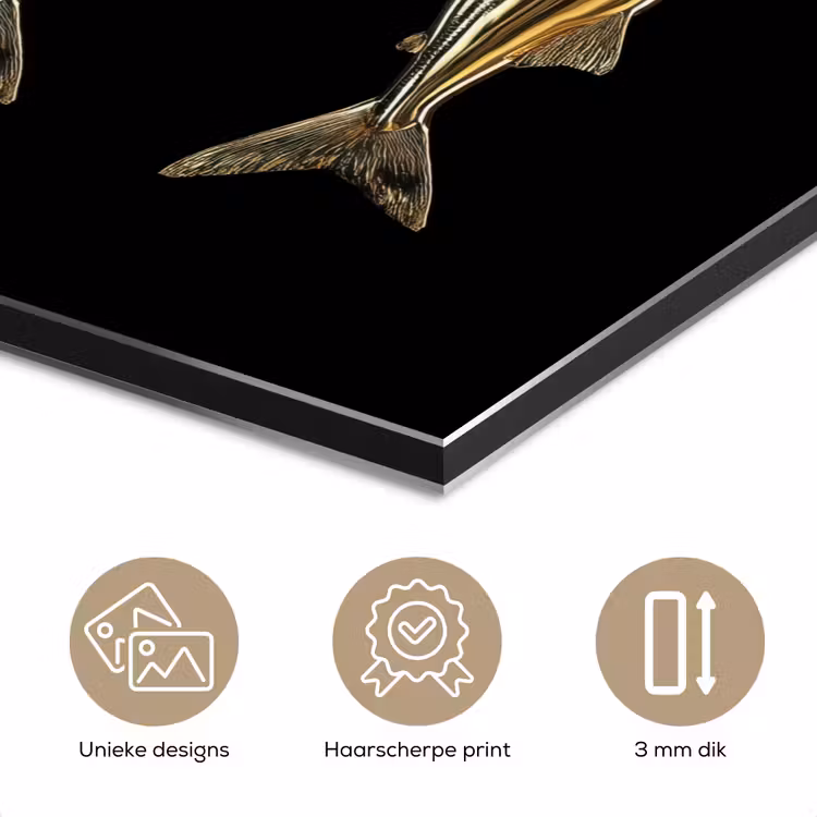 Aluminium schilderij - Vissen - Goud - Zwart — 7
