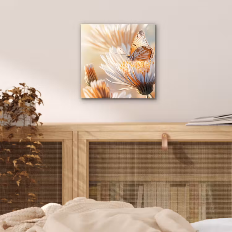 Aluminium schilderij - Vlinder - Bloem - Oranje — 4