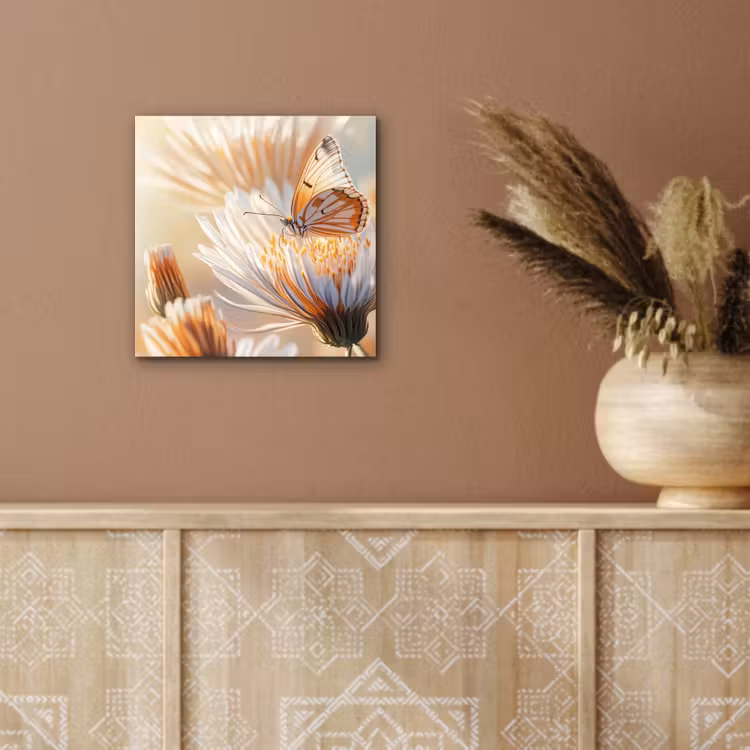 Aluminium schilderij - Vlinder - Bloem - Oranje — 5