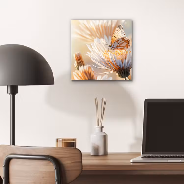 Aluminium schilderij - Vlinder - Bloem - Oranje — 6