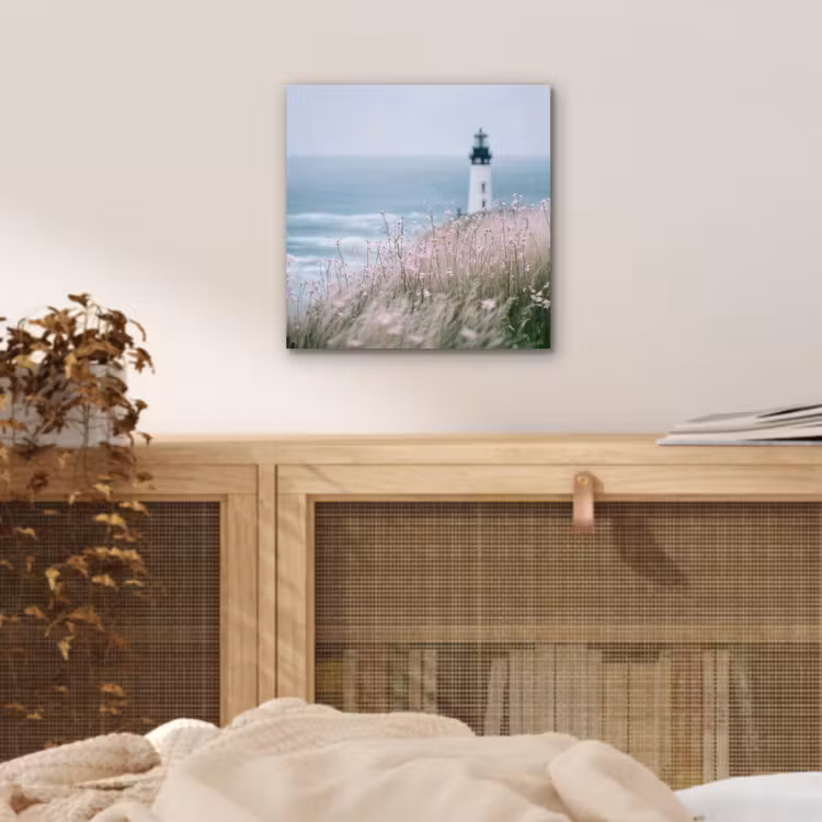 Aluminium schilderij - Vuurtoren - Klif - Zee - Bloemen — 4