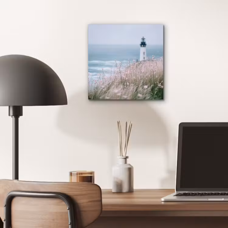Aluminium schilderij - Vuurtoren - Klif - Zee - Bloemen — 6