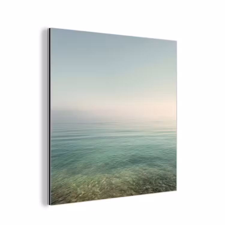 Aluminium schilderij - Zee - Horizon - Blauw - Mist — 1