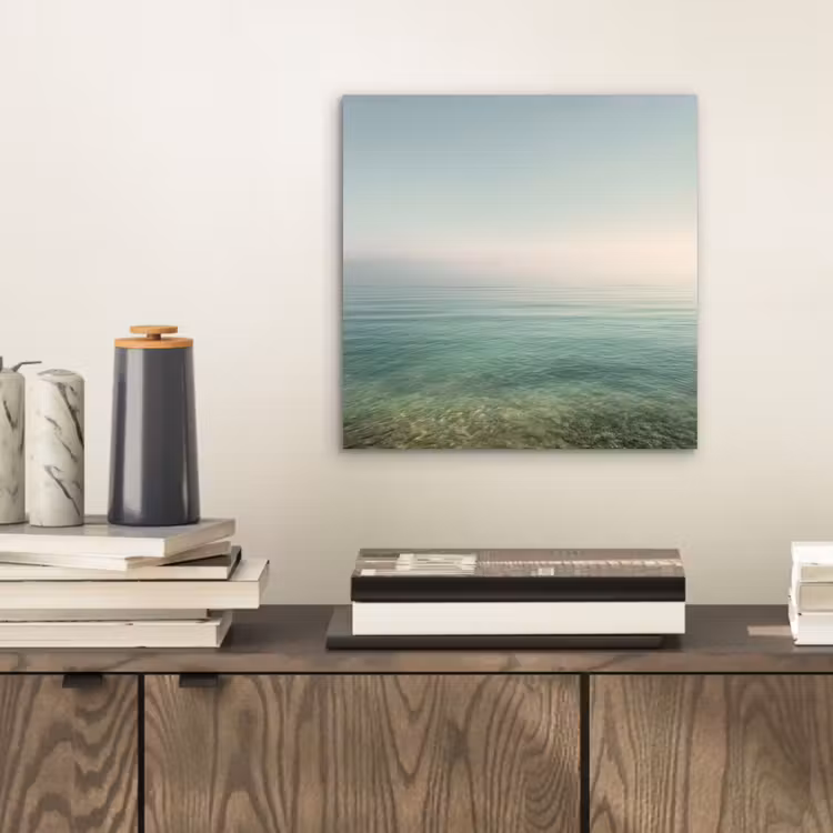 Aluminium schilderij - Zee - Horizon - Blauw - Mist — 2