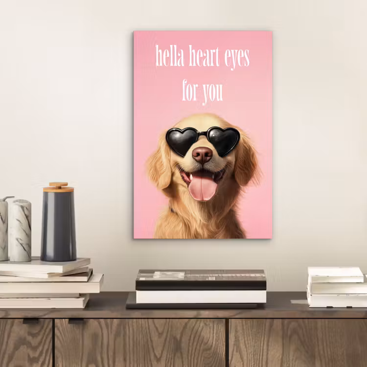 Aluminium schilderij - Zonnebril - Hartjes - Hond - Valentijn — 2