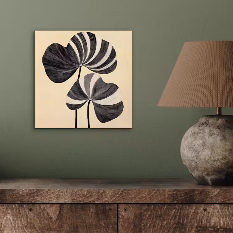Aluminium schilderij - Zwart - Bladeren - Strepen - Minimalistisch — 3