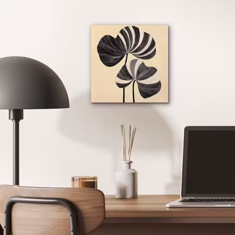 Aluminium schilderij - Zwart - Bladeren - Strepen - Minimalistisch — 6