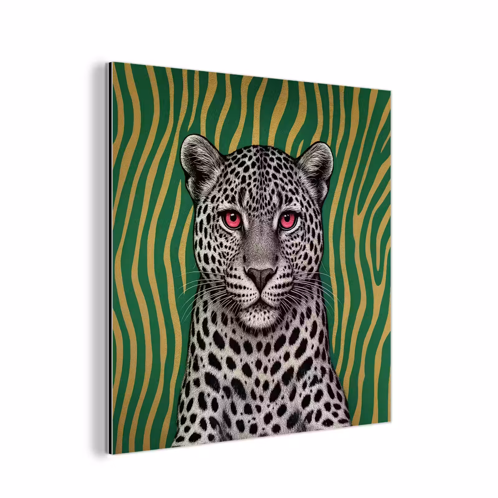 Aluminium schilderij - Panter - Zebrapatroon - Groen — 1