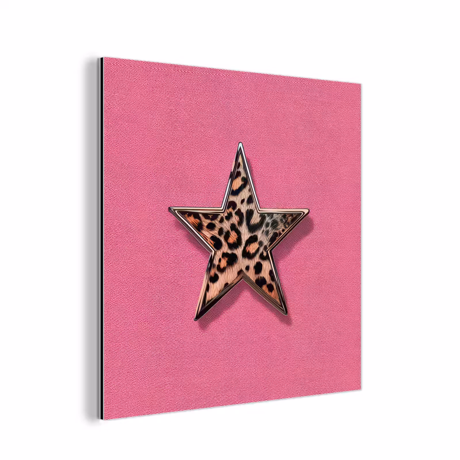Aluminium schilderij - Ster - Luipaard - Print - Roze — 1