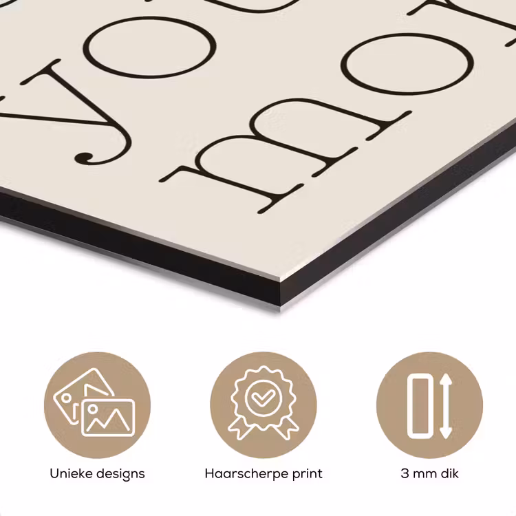 Aluminium schilderij - Minimalistisch - Love - Beige — 7