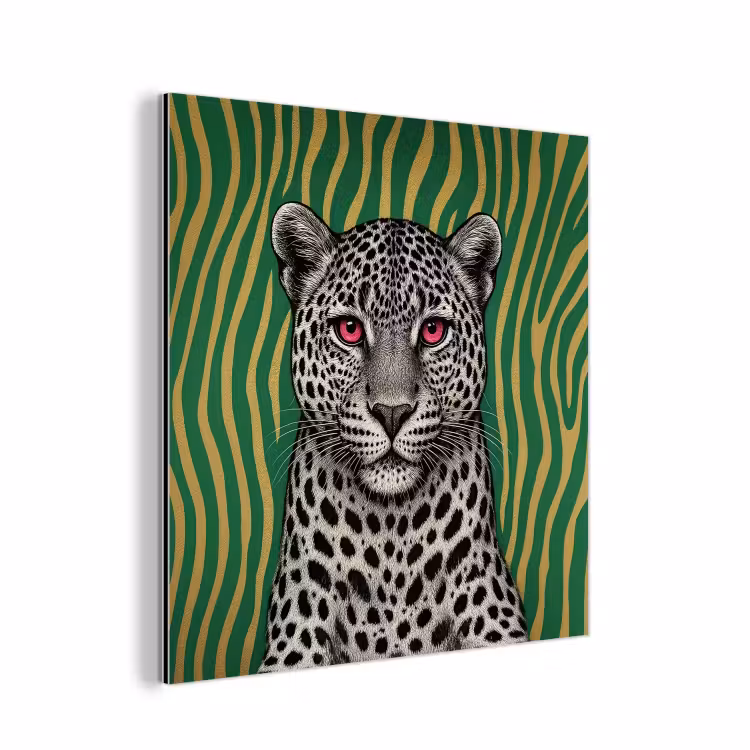 Aluminium schilderij - Panter - Zebrapatroon - Groen — 1