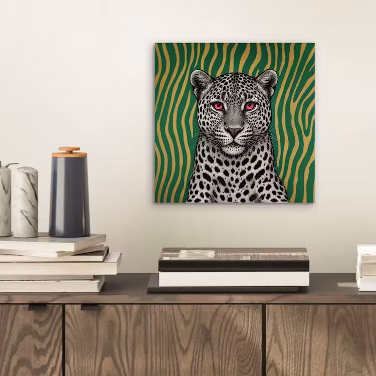Aluminium schilderij - Panter - Zebrapatroon - Groen — 2