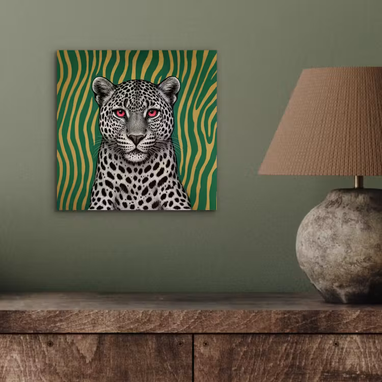 Aluminium schilderij - Panter - Zebrapatroon - Groen — 3
