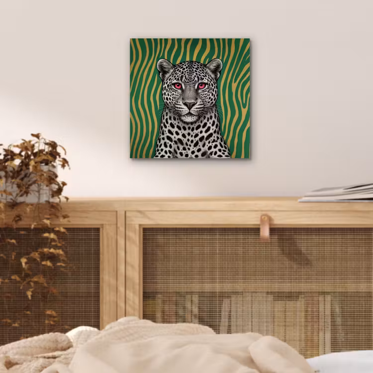 Aluminium schilderij - Panter - Zebrapatroon - Groen — 4