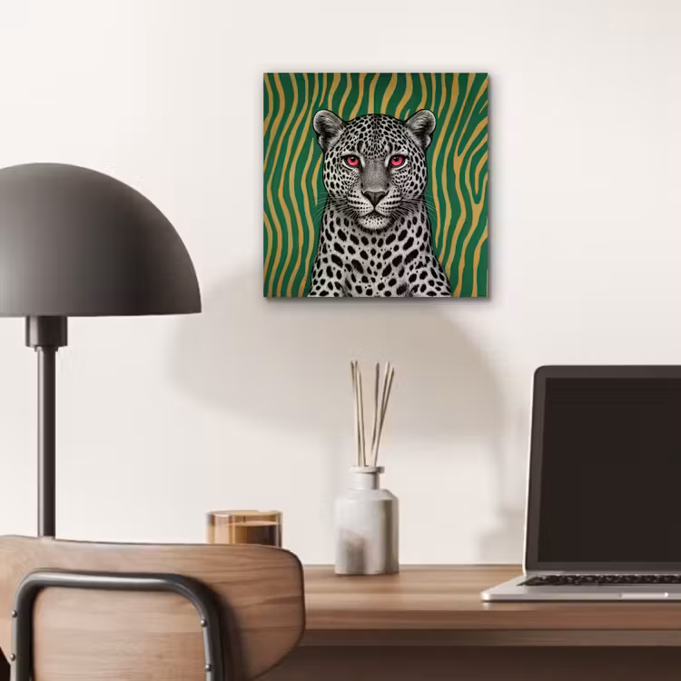 Aluminium schilderij - Panter - Zebrapatroon - Groen — 6