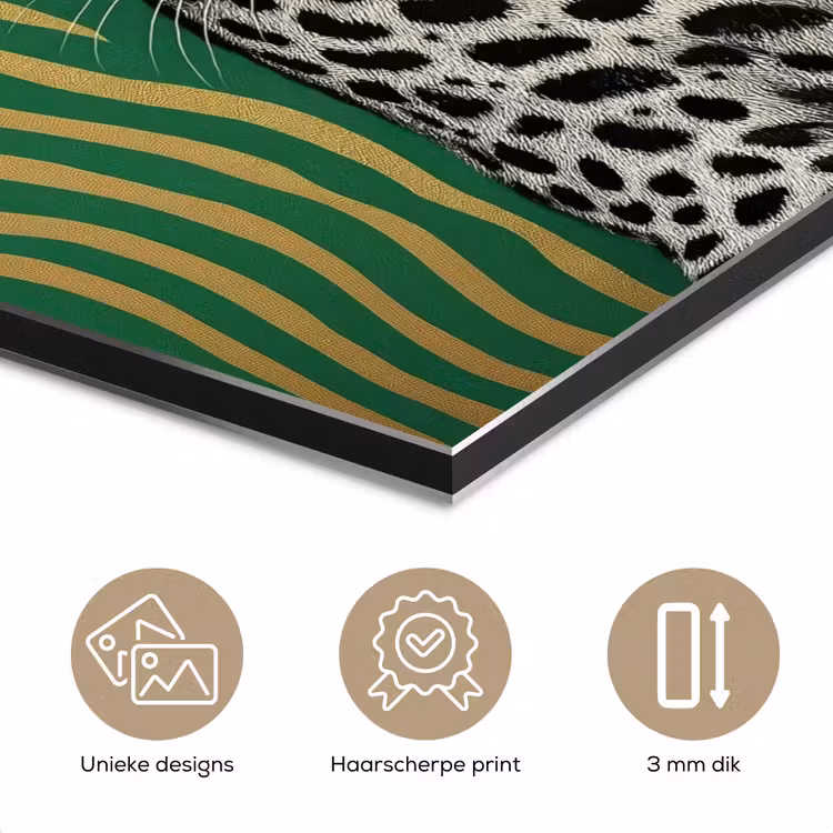 Aluminium schilderij - Panter - Zebrapatroon - Groen — 7