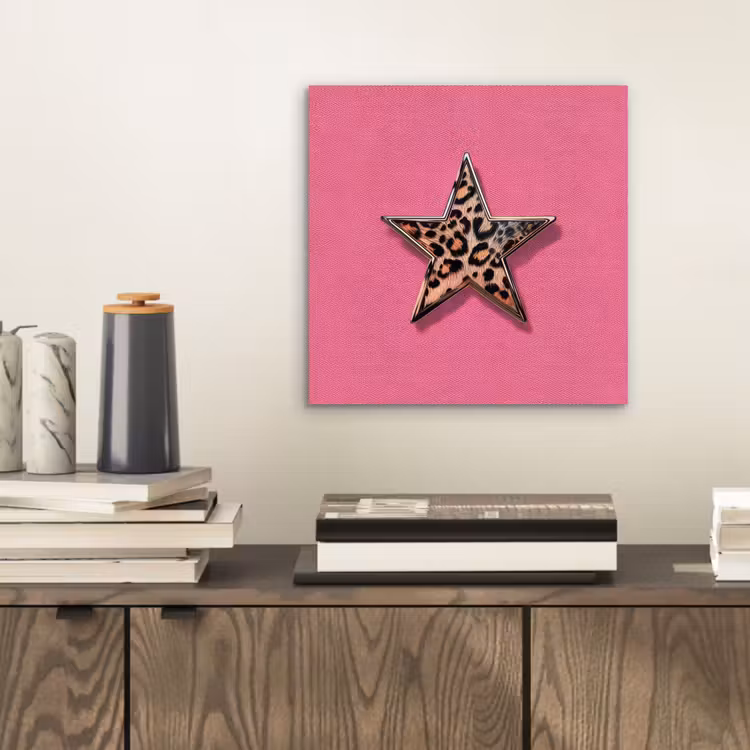 Aluminium schilderij - Ster - Luipaard - Print - Roze — 2