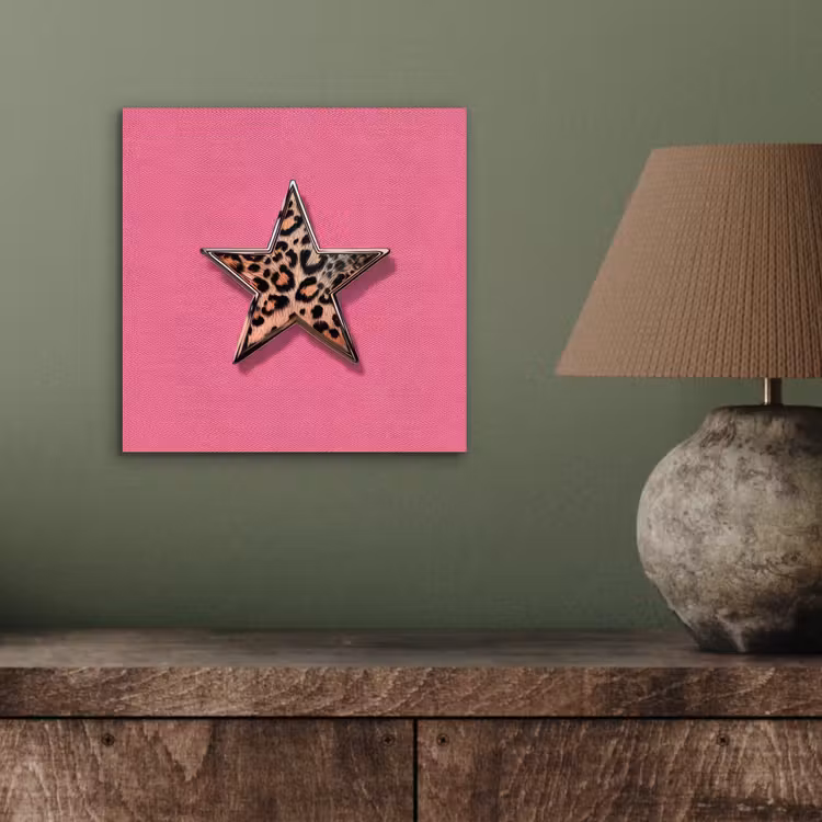 Aluminium schilderij - Ster - Luipaard - Print - Roze — 3