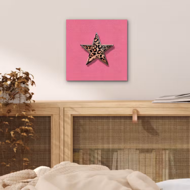 Aluminium schilderij - Ster - Luipaard - Print - Roze — 4