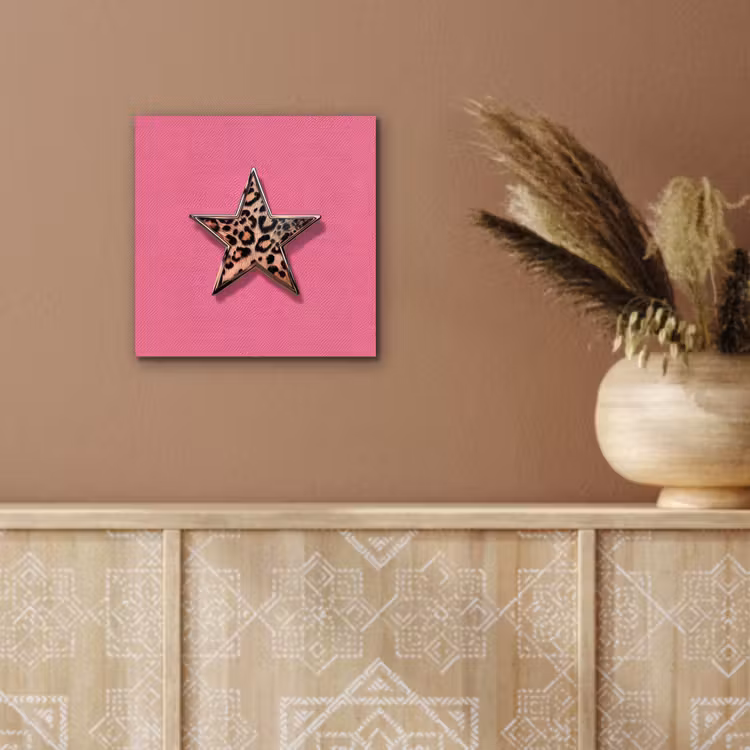 Aluminium schilderij - Ster - Luipaard - Print - Roze — 5