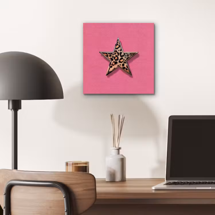 Aluminium schilderij - Ster - Luipaard - Print - Roze — 6