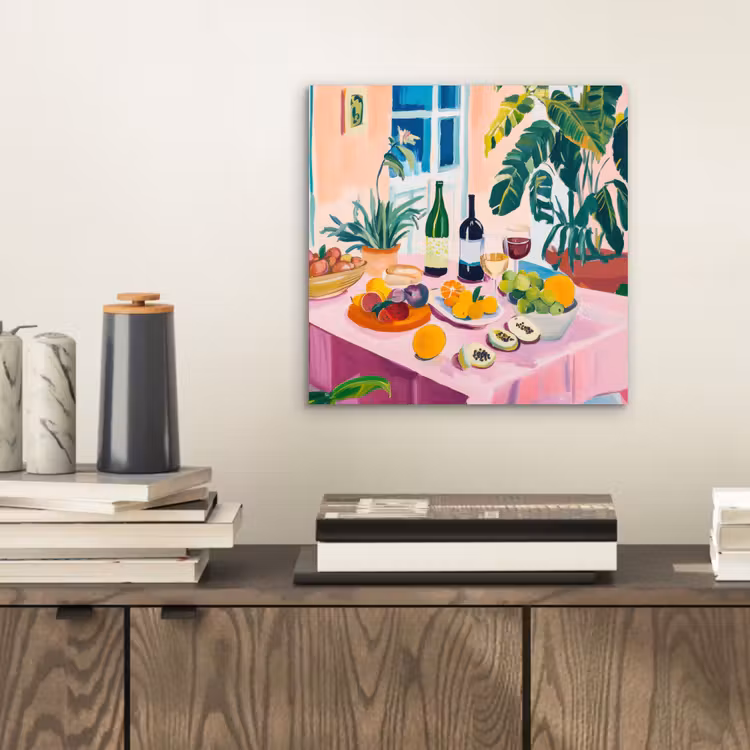 Aluminium schilderij - Tafel - Wijn - Fruit — 2
