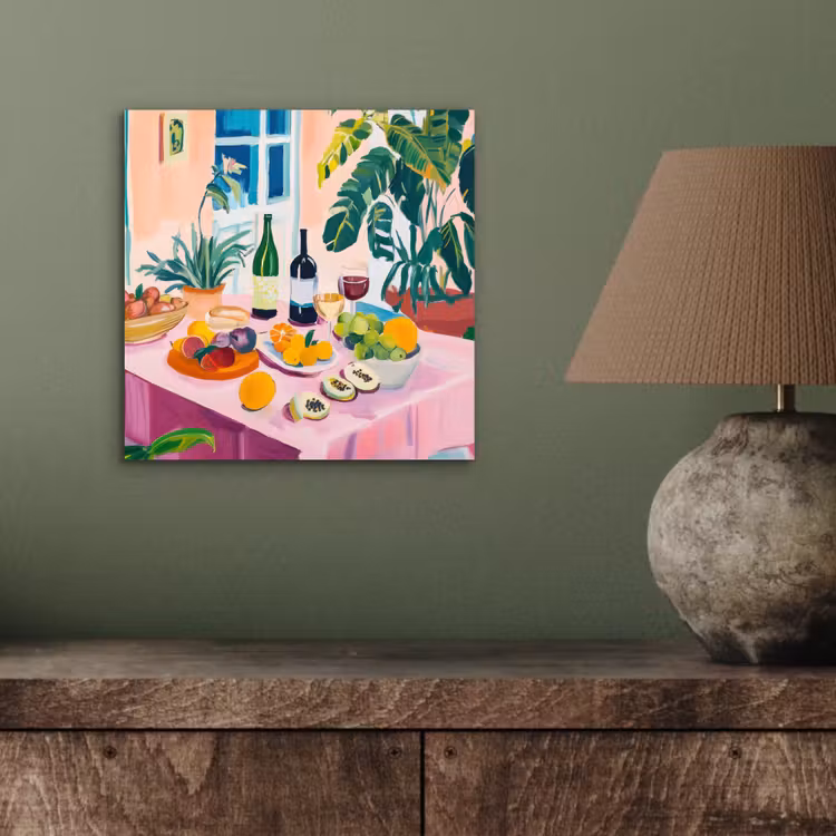 Aluminium schilderij - Tafel - Wijn - Fruit — 3