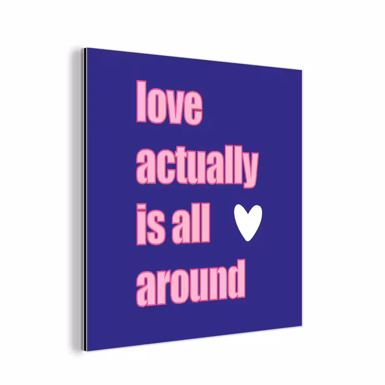 Aluminium schilderij - Tekst - Valentijn - Love - Blauw — 1