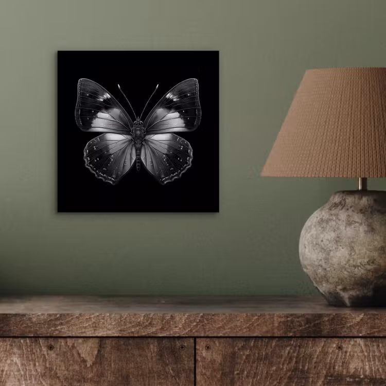 Aluminium schilderij - Vlinder - Grijs - Mysterieus — 3