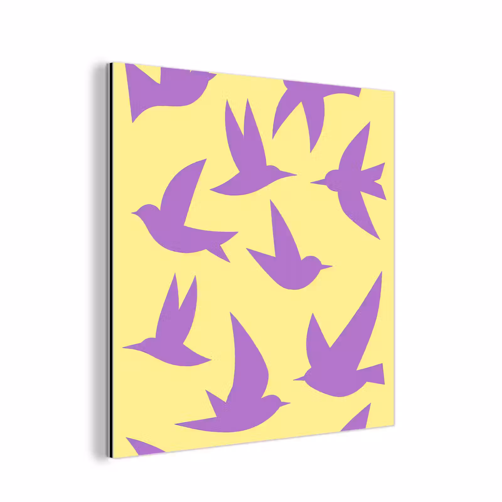 Aluminium schilderij - Vogels - Cirkel - Geel - Beweging — 1