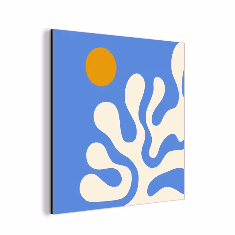 Aluminium schilderij - Minimalistisch - Organisch patroon - Blauw — 1