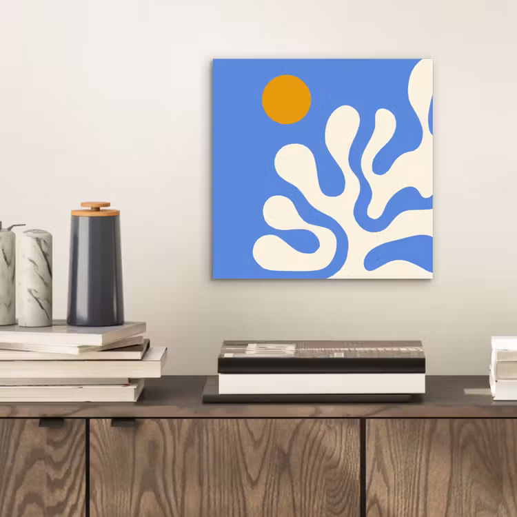 Aluminium schilderij - Minimalistisch - Organisch patroon - Blauw — 2