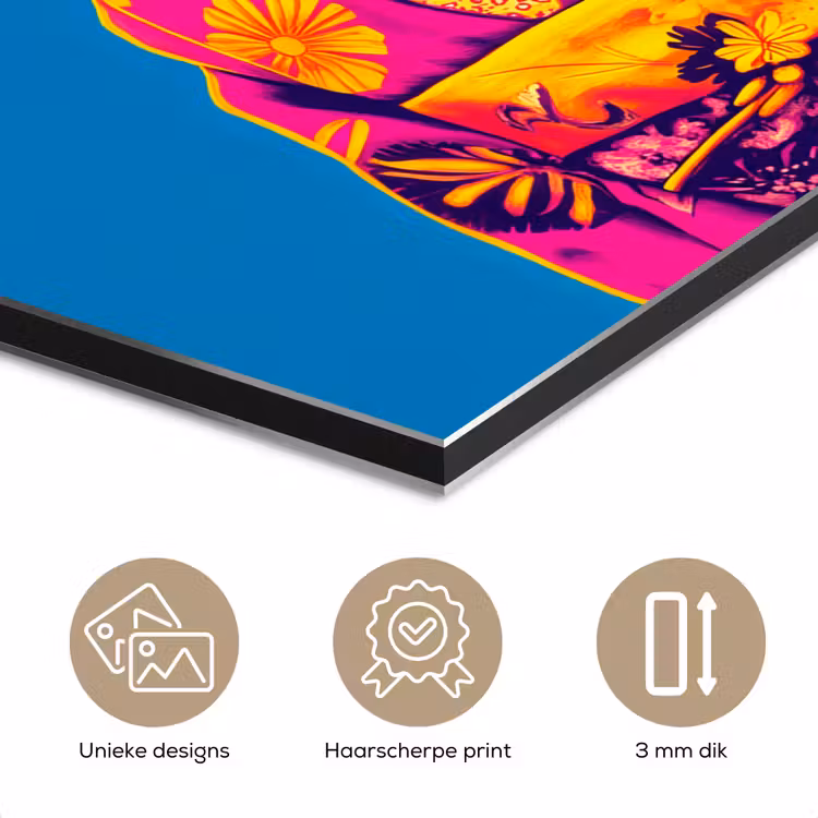Aluminium schilderij - Muis - Kimono - Bloemen - Blauw — 7