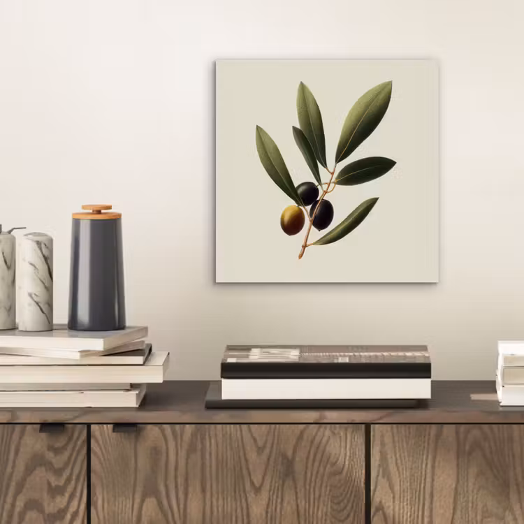 Aluminium schilderij - Olijftak - Donkergroen - Olijven — 2