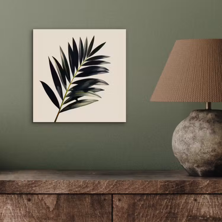 Aluminium schilderij - Palmblad - Subtiel - Groen - beige — 3