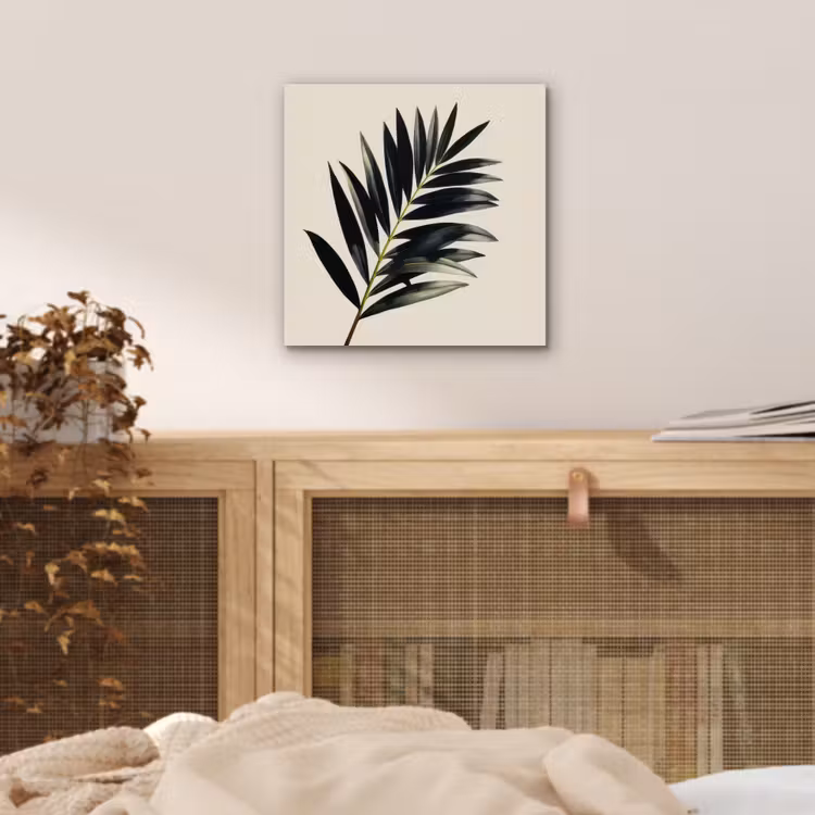 Aluminium schilderij - Palmblad - Subtiel - Groen - beige — 4