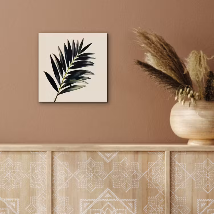 Aluminium schilderij - Palmblad - Subtiel - Groen - beige — 5
