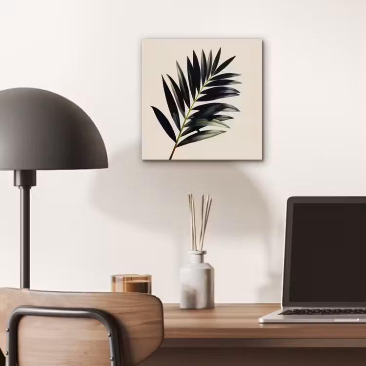 Aluminium schilderij - Palmblad - Subtiel - Groen - beige — 6