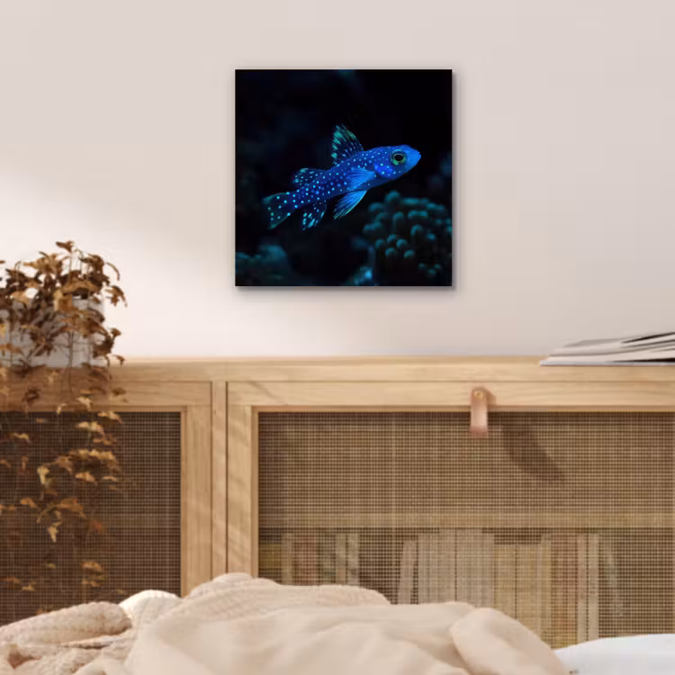 Aluminium schilderij - Vis - Stippen - Koraal - Blauw — 4