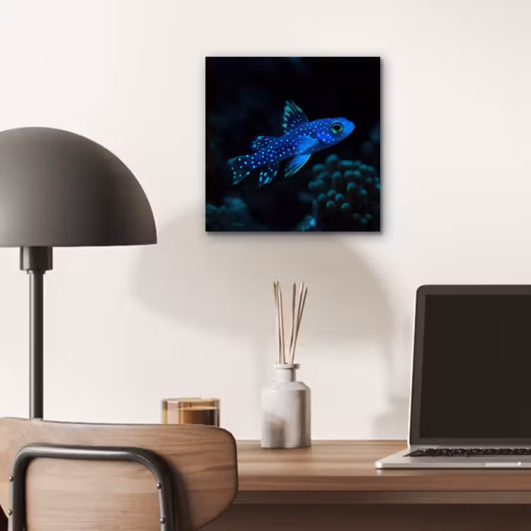 Aluminium schilderij - Vis - Stippen - Koraal - Blauw — 6