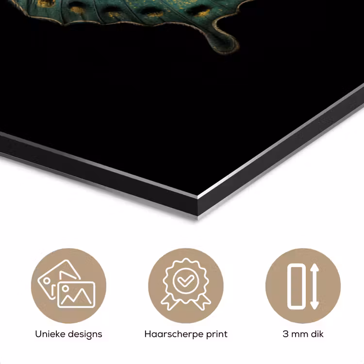 Aluminium schilderij - Vlinder - Groen - Diepte — 7