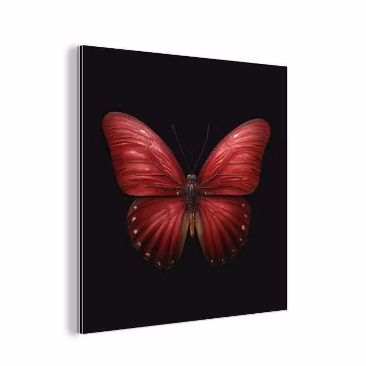 Aluminium schilderij - Vlinder - Rood - Minimalistisch — 1