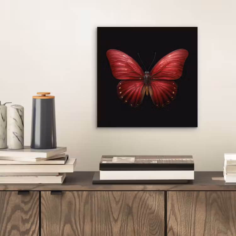 Aluminium schilderij - Vlinder - Rood - Minimalistisch — 2