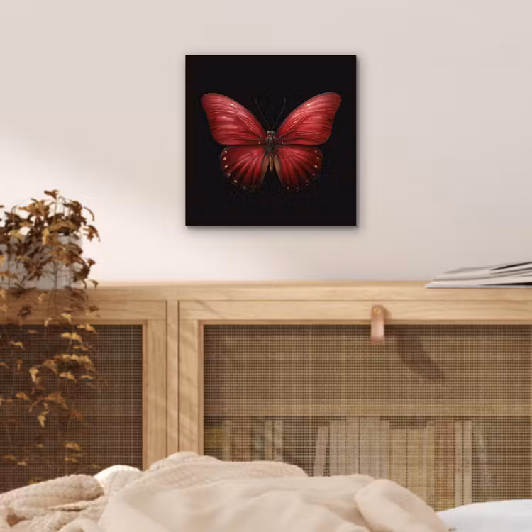 Aluminium schilderij - Vlinder - Rood - Minimalistisch — 4