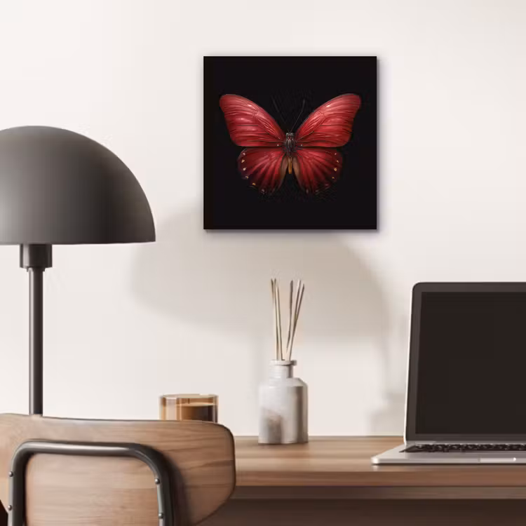 Aluminium schilderij - Vlinder - Rood - Minimalistisch — 6